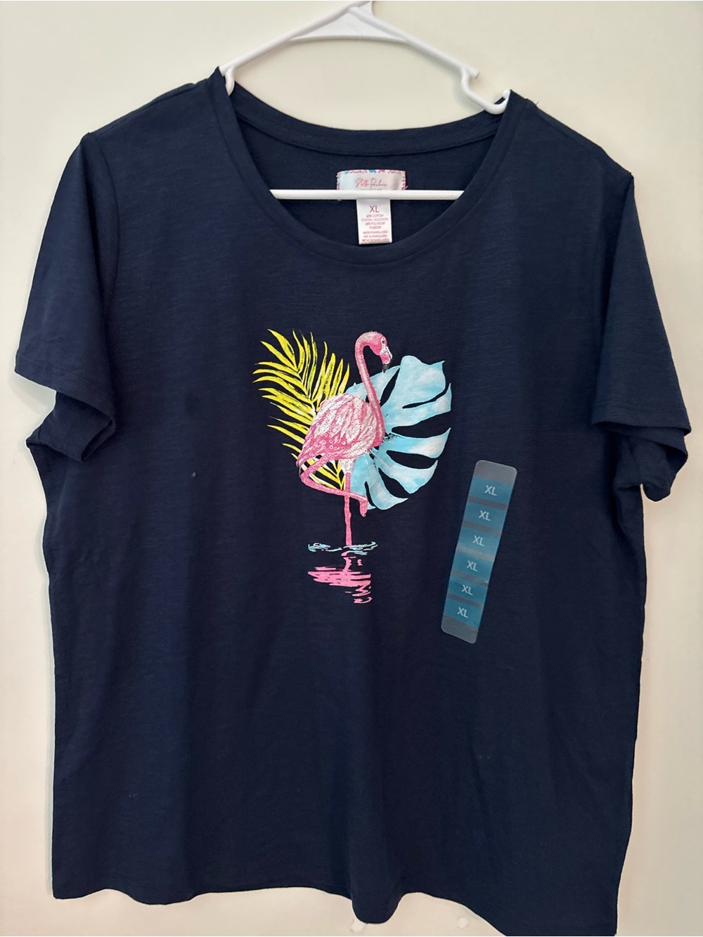 Women’s Navy Flamingo Graphic Tee - Pink/Blue